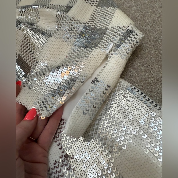 CAROLINA HERRERA Sequin Gingham Check Minidress w Long Sleeves - size 12 - NWT - Picture 7 of 15